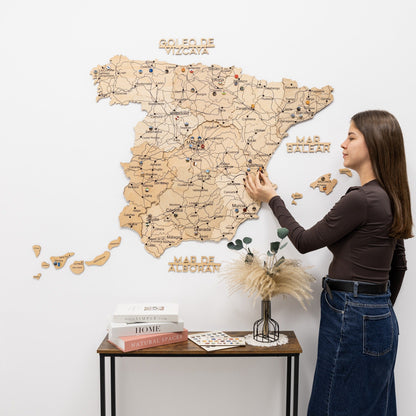 Wooden Map of Spain – Gold