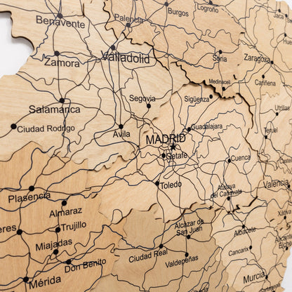 Wooden Map of Spain – Gold
