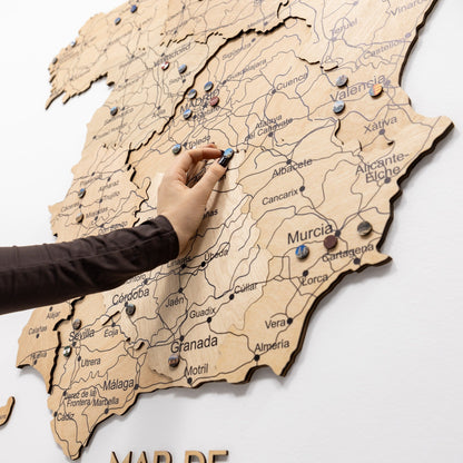 Wooden Map of Spain – Gold