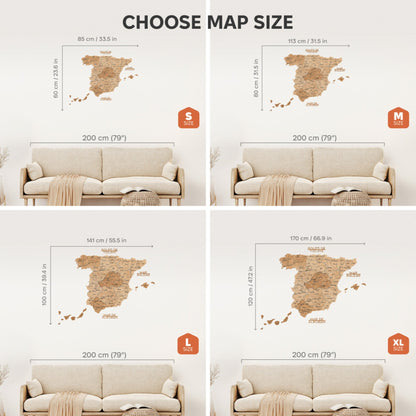 Wooden Map of Spain – Gold