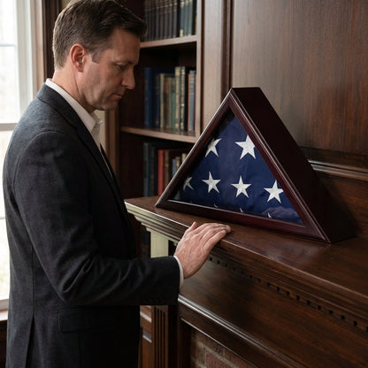 Officers Flag Display Case for 3ft x 5ft Flag - Cherry Finish