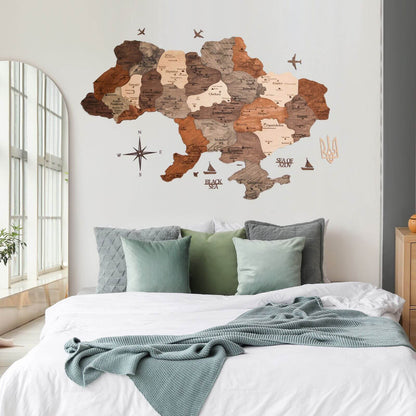 Wooden Map of Ukraine Multicolor