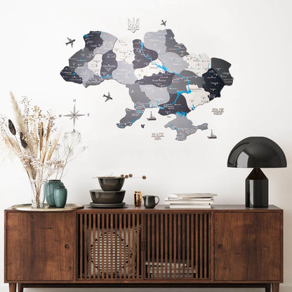 Wooden Map of Ukraine Multicolor