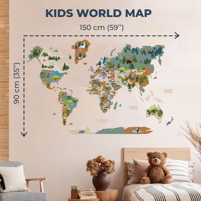 Kid's Wall Map Khaki