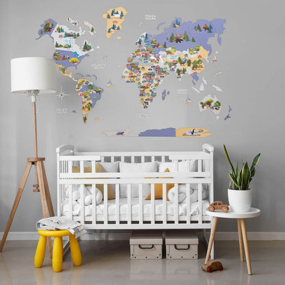 Kids World Map Khaki