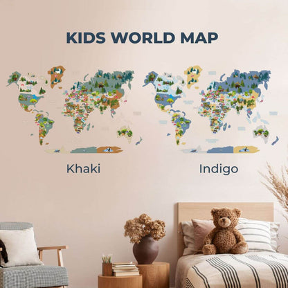 Kid's Wall Map Khaki