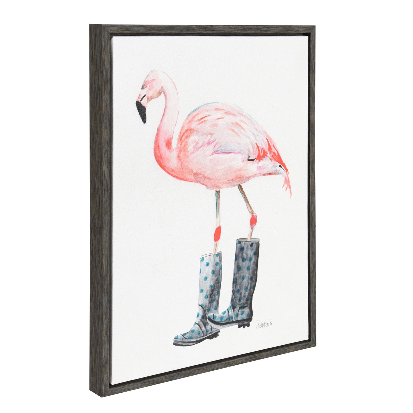 Sylvie Flamingo Framed Canvas Art by Jennifer Redstreake Geary