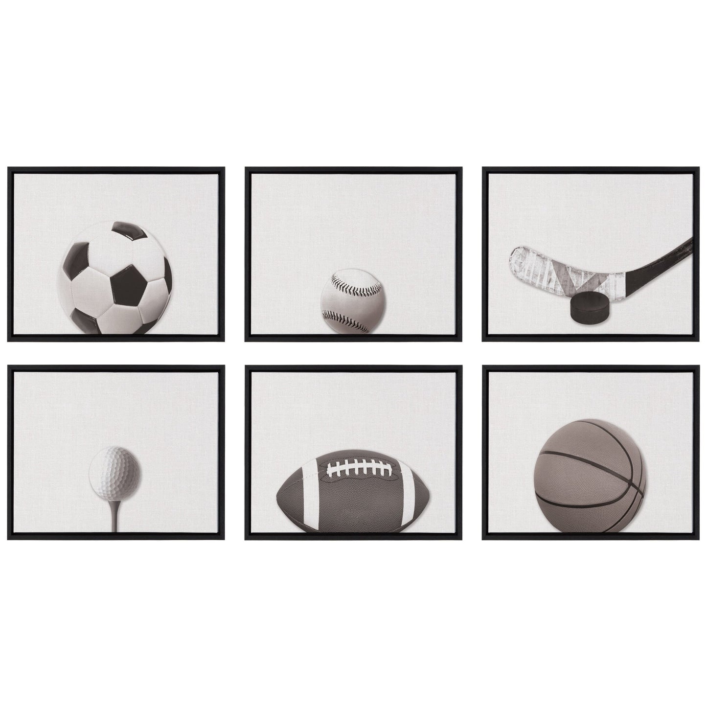 Sylvie Horizontal Golf Ball Portrait Framed Canvas, Black 18x24