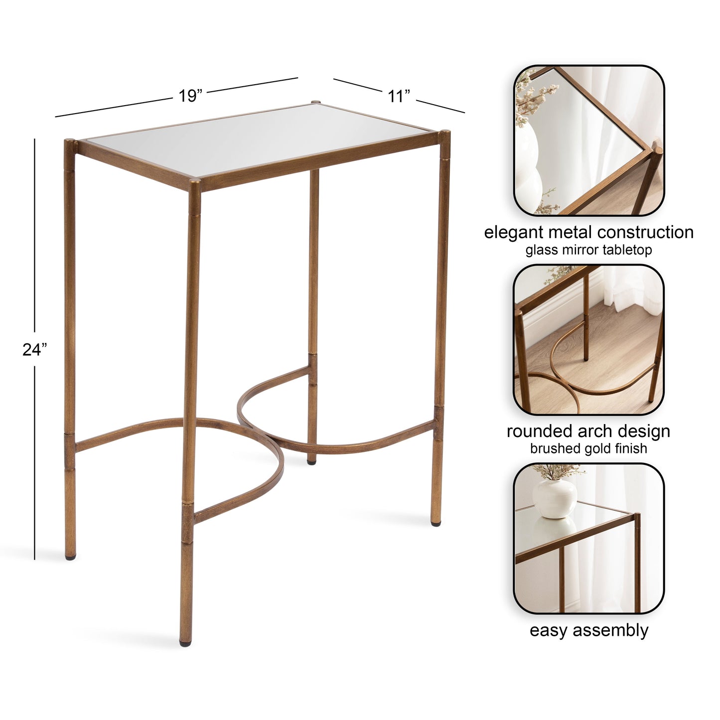 Catriona Side Table Mirror and Metal