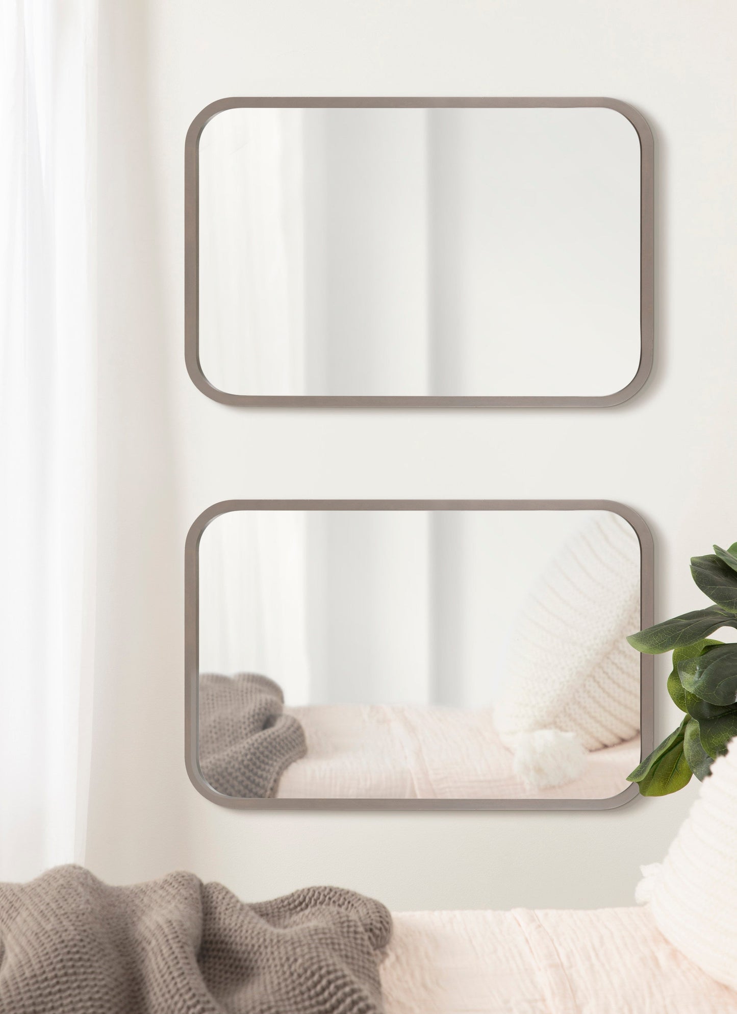 Hutton Wood Framed Radius Rectangle Mirror