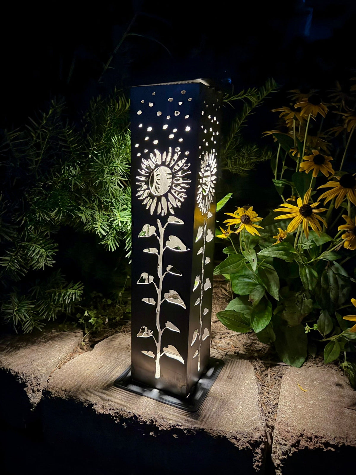XL Sunflower Under the Stars Solar Pillar | Multiple Sizes
