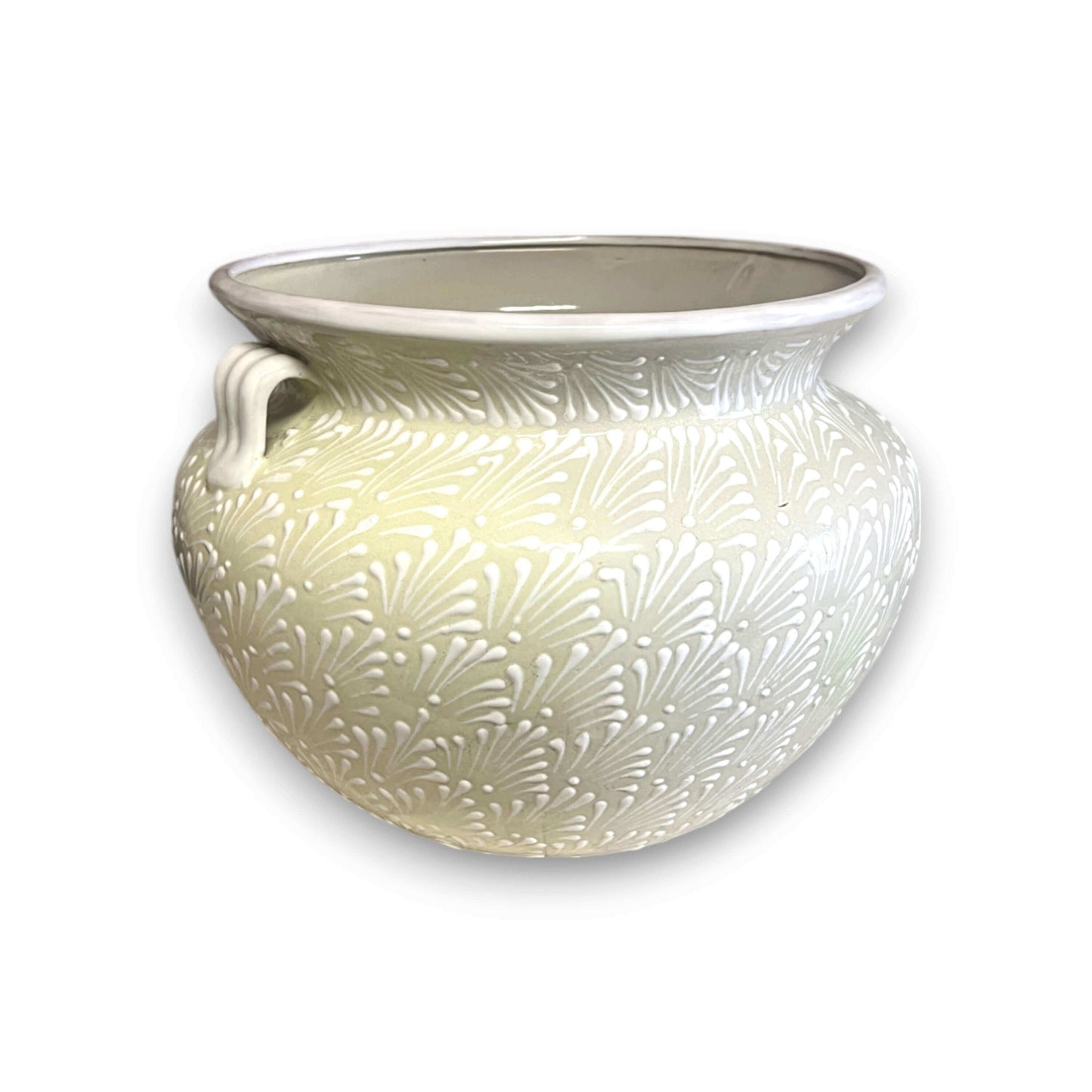Extra Large Talavera Flower Pot | White Handmade Mexican Planter