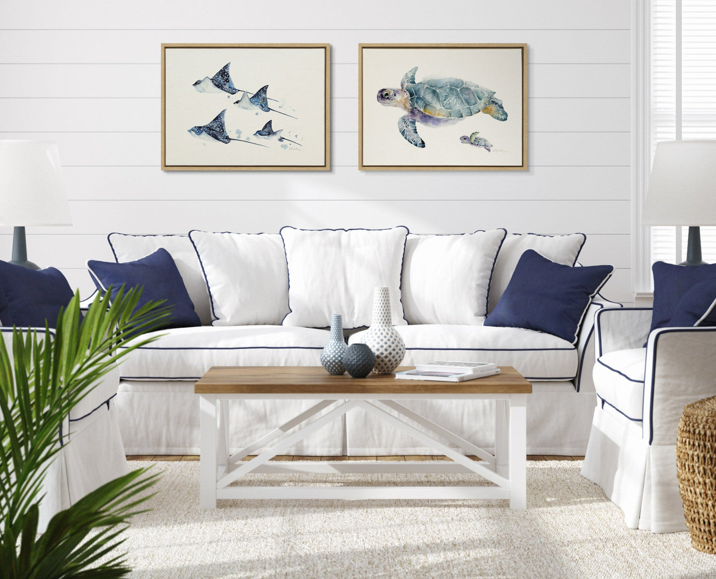 Sylvie Eagle Spotted Ray Family Framed Canvas by Cathy Zhang