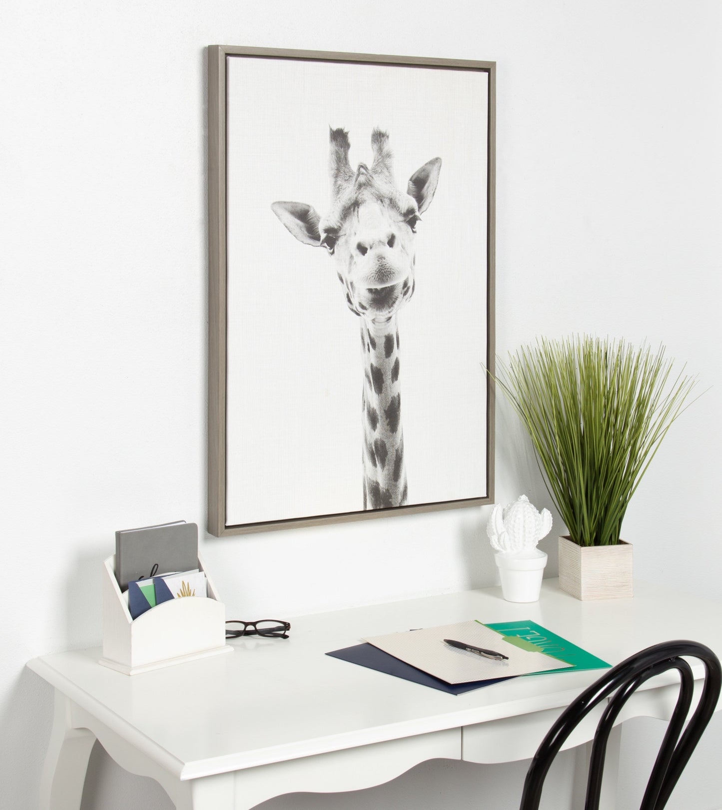 Sylvie Giraffe Framed Canvas by Simon Te of Tai Prints