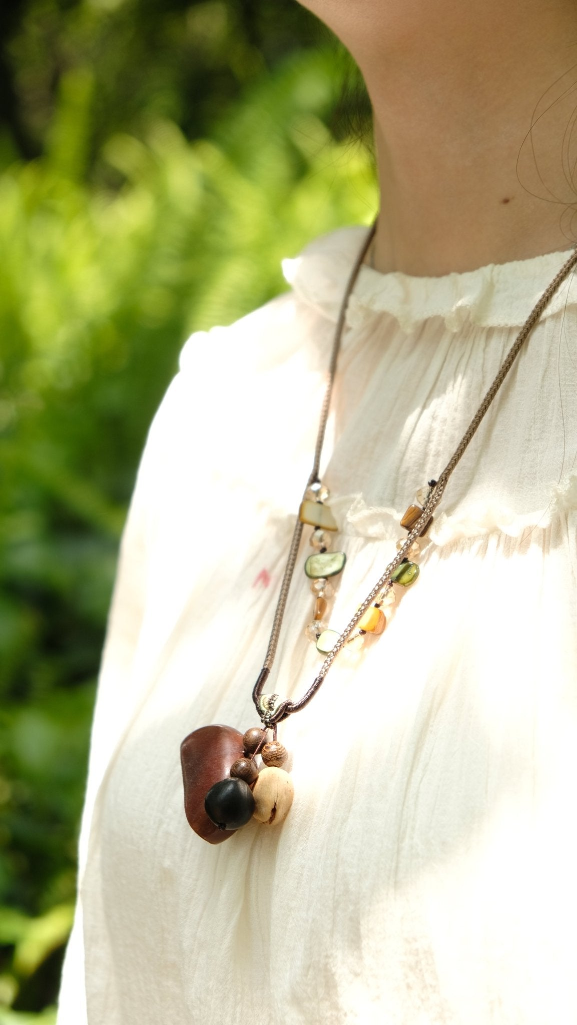 "Earthy Gem" Seed＆Stone Necklace