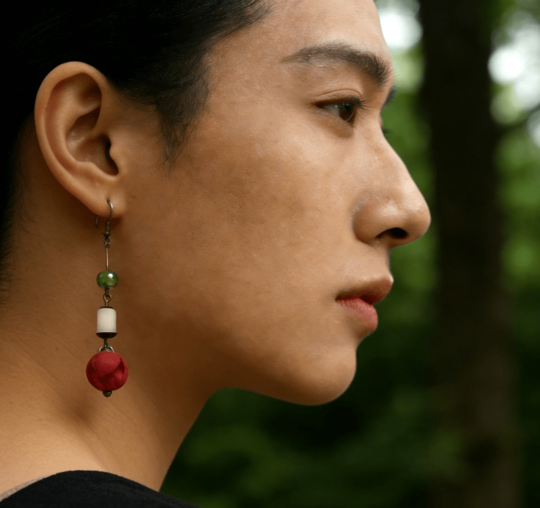 "Forest Harmony" Red Seed Earrings