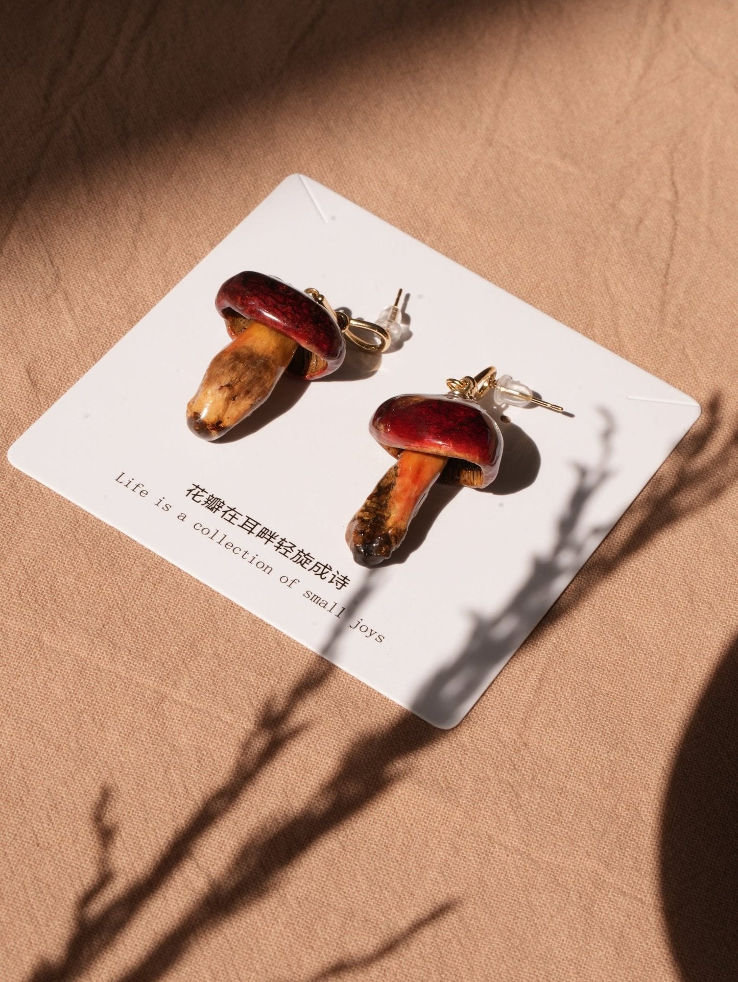 Real Golden Chanterelle Mushroom Earrings