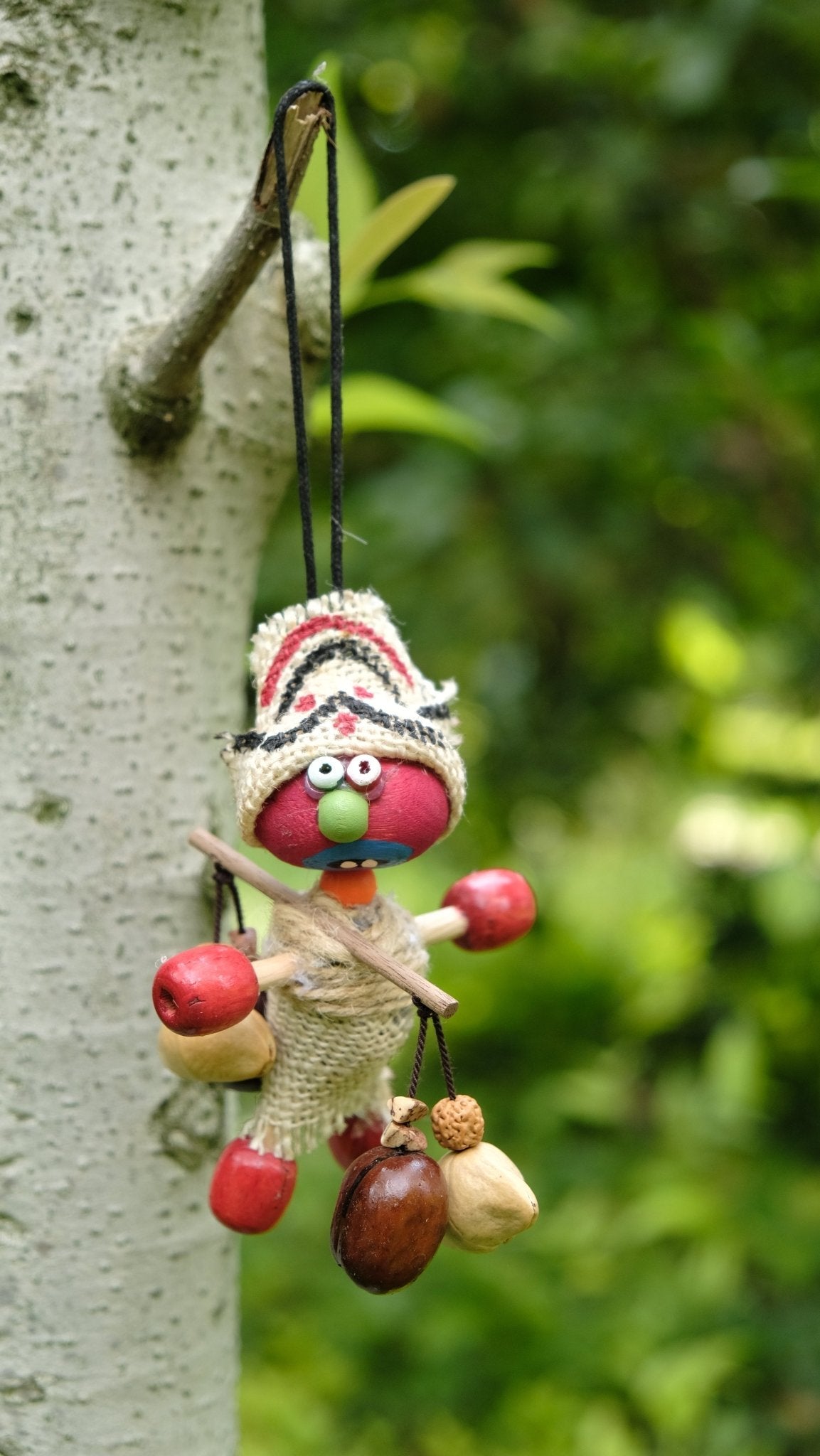 "Tribal Nomad" Burlap Red Wood Folk Doll