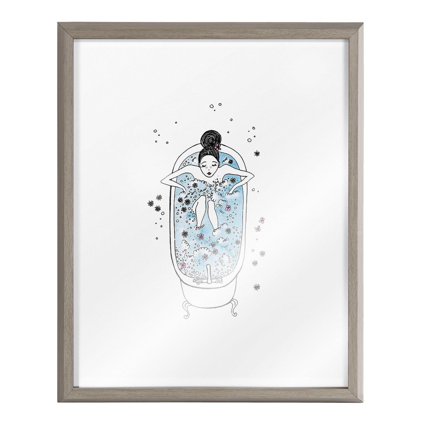 Blake Girl in a Bath Framed Printed Glass by Viola Kreczmer