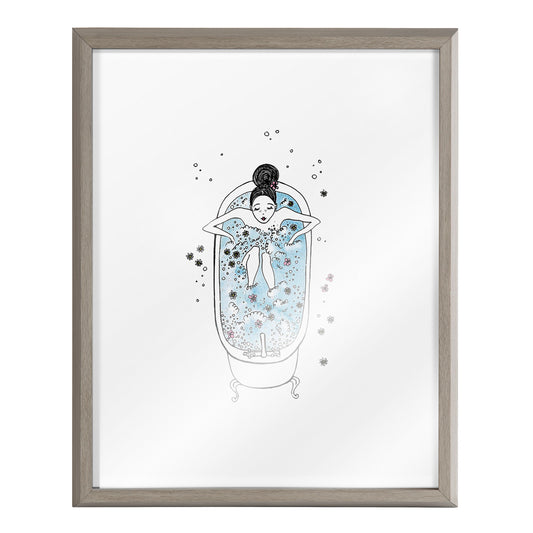 Blake Girl in a Bath Framed Printed Glass by Viola Kreczmer