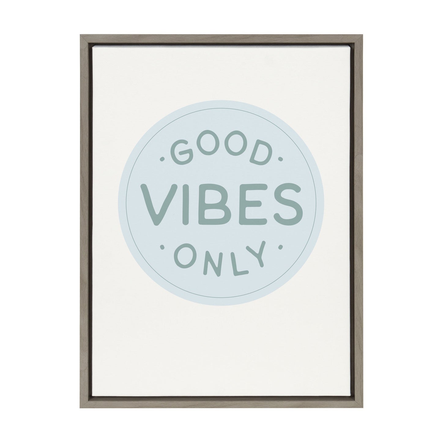 Sylvie Good Vibes Only Pale Blue Button Framed Canvas by The Creative Bunch Studio