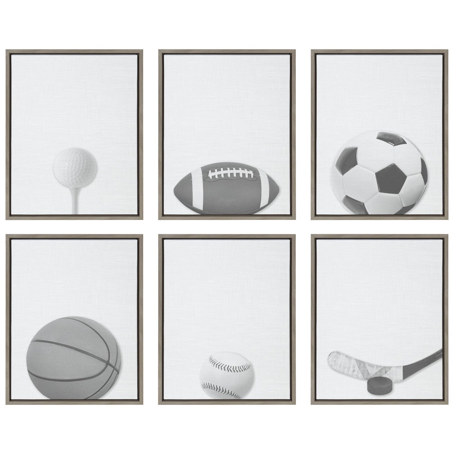 Sylvie Golf Ball Portrait Framed Canvas, Gray 18x24