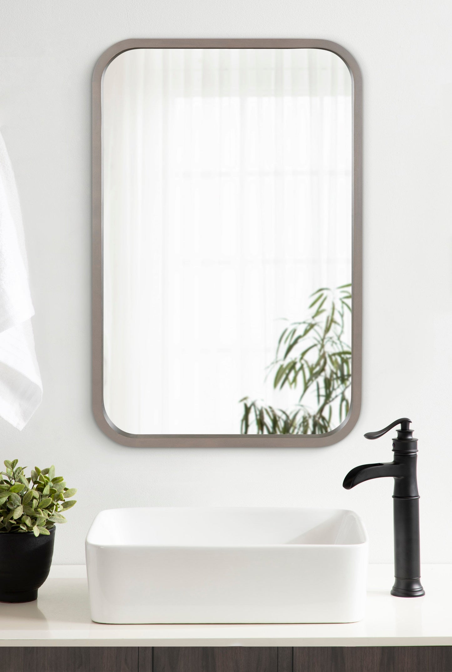 Hutton Wood Framed Radius Rectangle Mirror