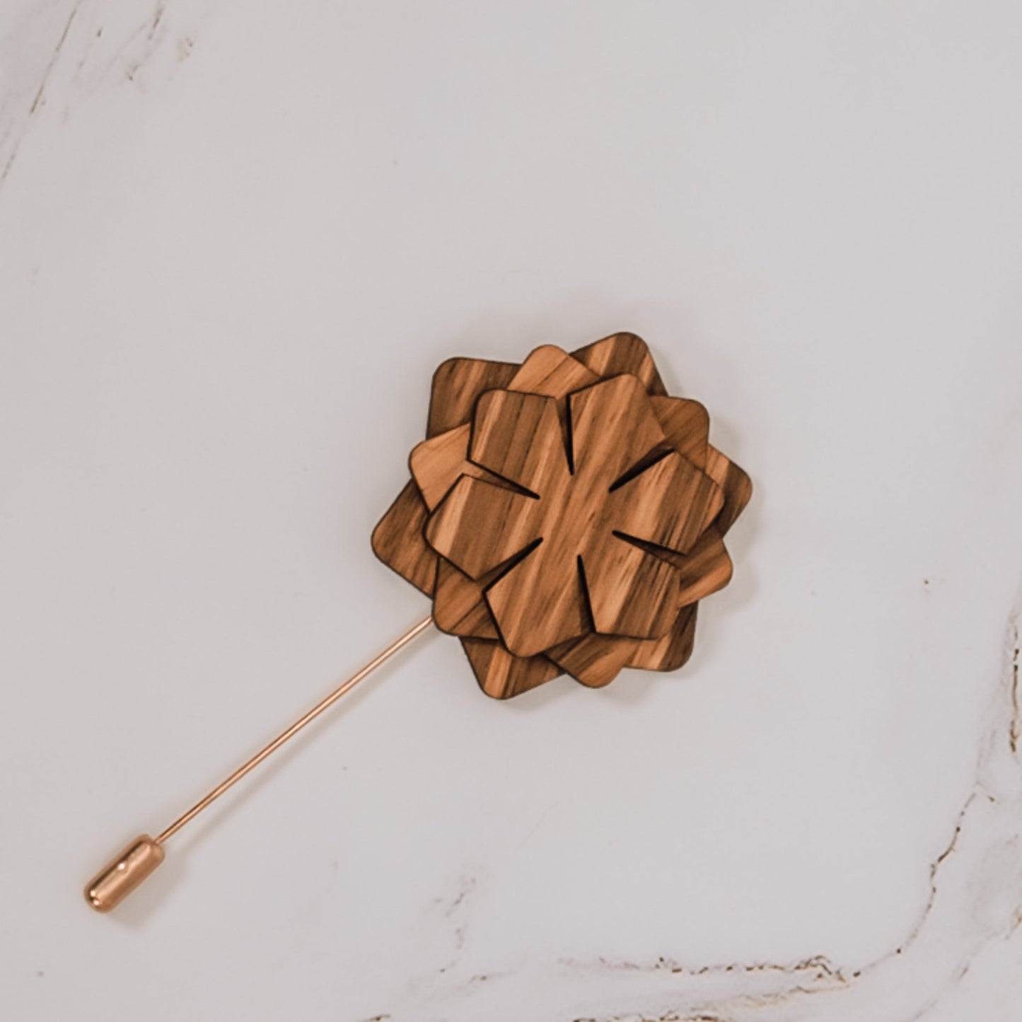 Wood Brooch | Layered Dahlia Rosette