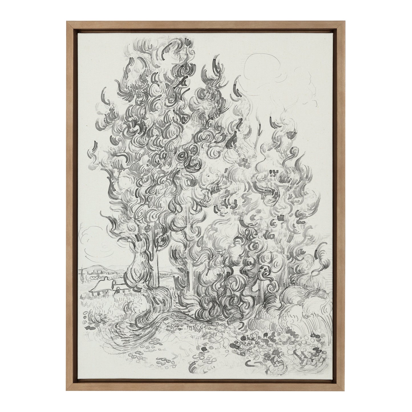Sylvie Vincent van Gogh Cypresses 1889 BW Framed Canvas by The Art Institute of Chicago