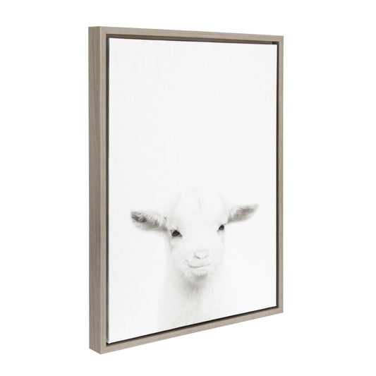 Sylvie Baby Goat Framed Canvas by Simon Te Tai